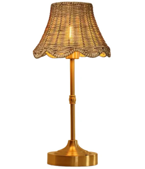Wicker Table Lamp – Antique Gold Base | The Enchanted Home
