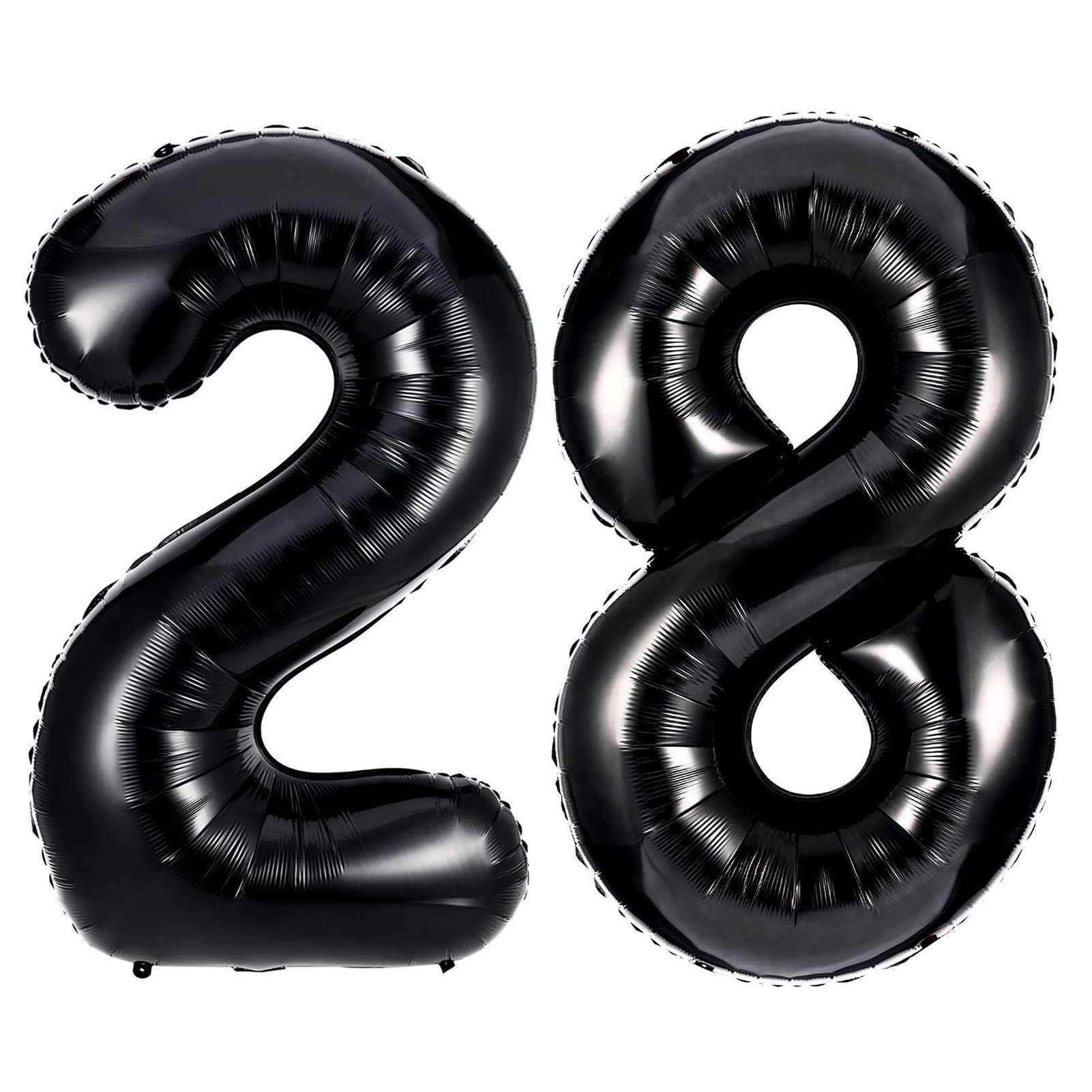 Black 28 Number Balloons, 40 Inch Giant Number 28 Balloons Foil Mylar Helium Black Number Balloon... | Amazon (US)