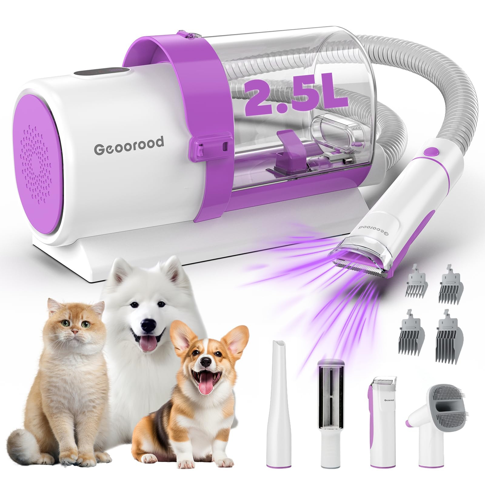 Dog Grooming Vacuum Kit, 2.5L Dust Cup Pet Grooming with Clippers for Dogs Cats Hair Shedding Bru... | Amazon (US)