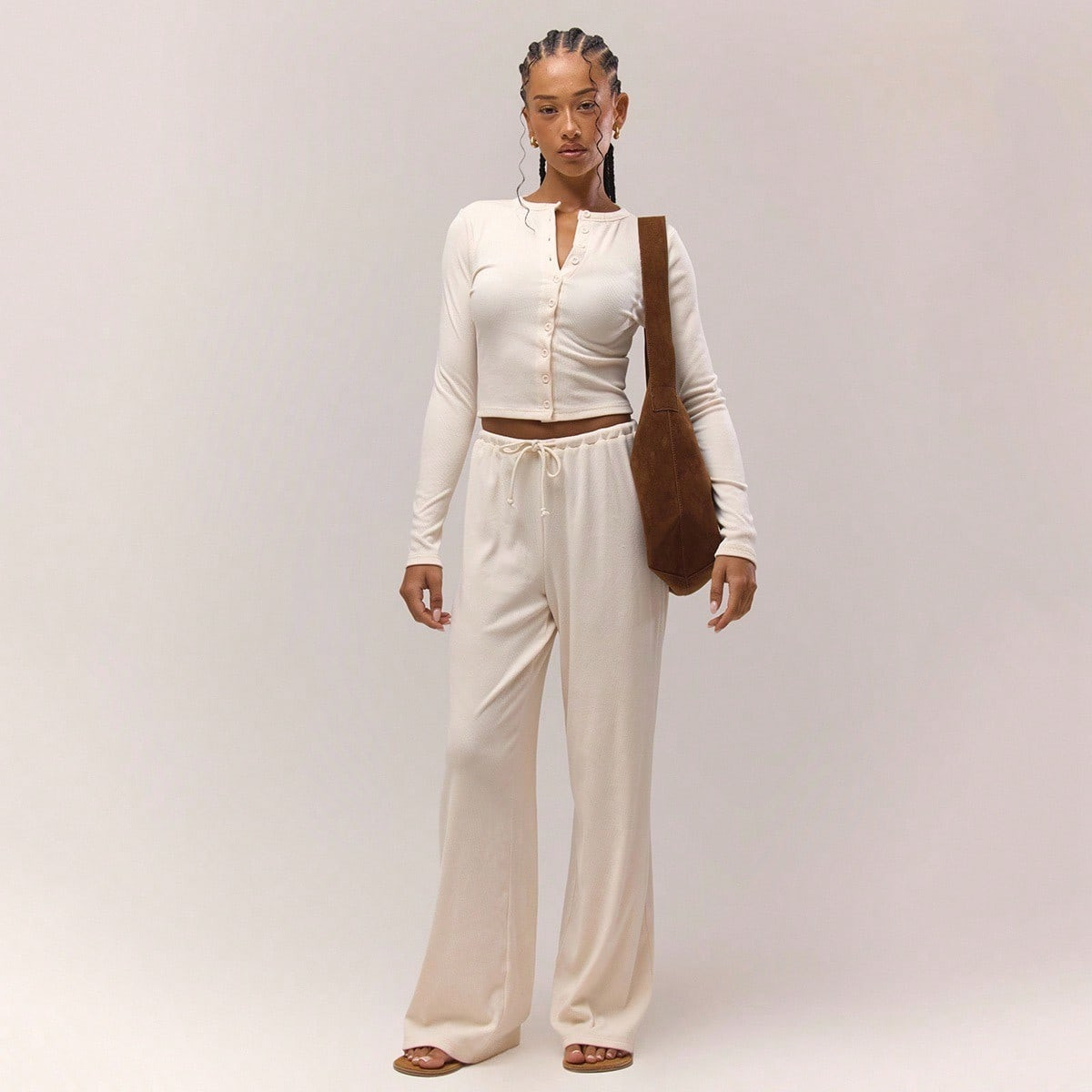MUSERA Wide Leg Skinny Tie Waist Band Ribbed Relaxed Trousers Bottoms Only Fall Autumn Old Money Cute Country Cottage Core Back To School Casual Pants For Women Butterscotch Christmas | SHEIN