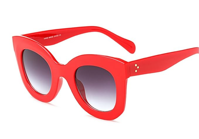 Butterfly Sunglasses Semi Cat Eye Glasses Plastic Frame Clear Gradient Lenses | Amazon (US)