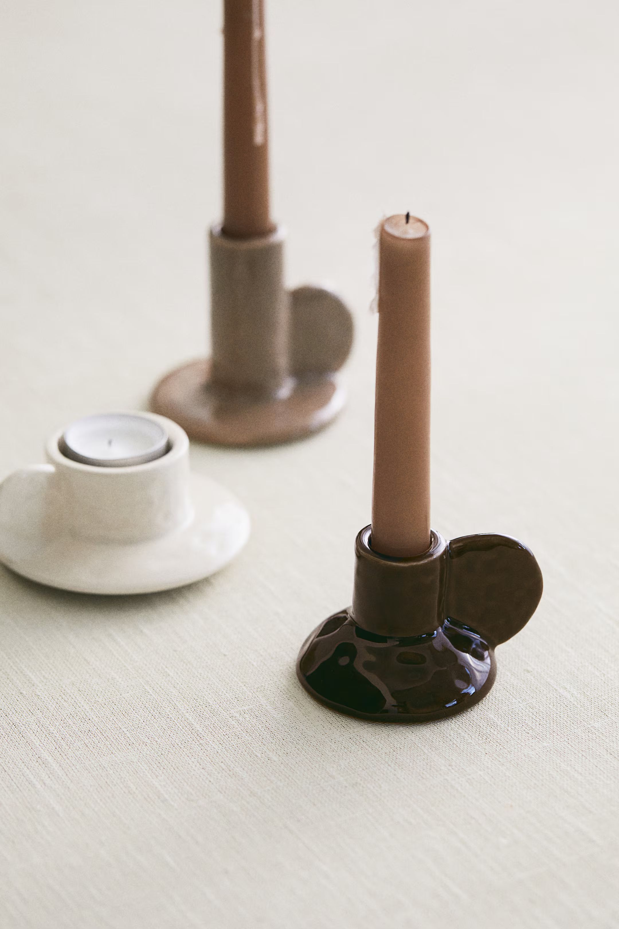 Stoneware Candlestick - Dark brown - Home All | H&M US | H&M (US + CA)