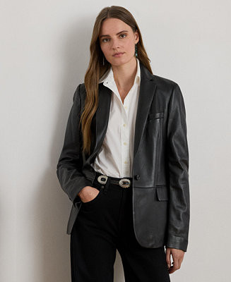 Single-Button Lambskin Blazer | Macy's