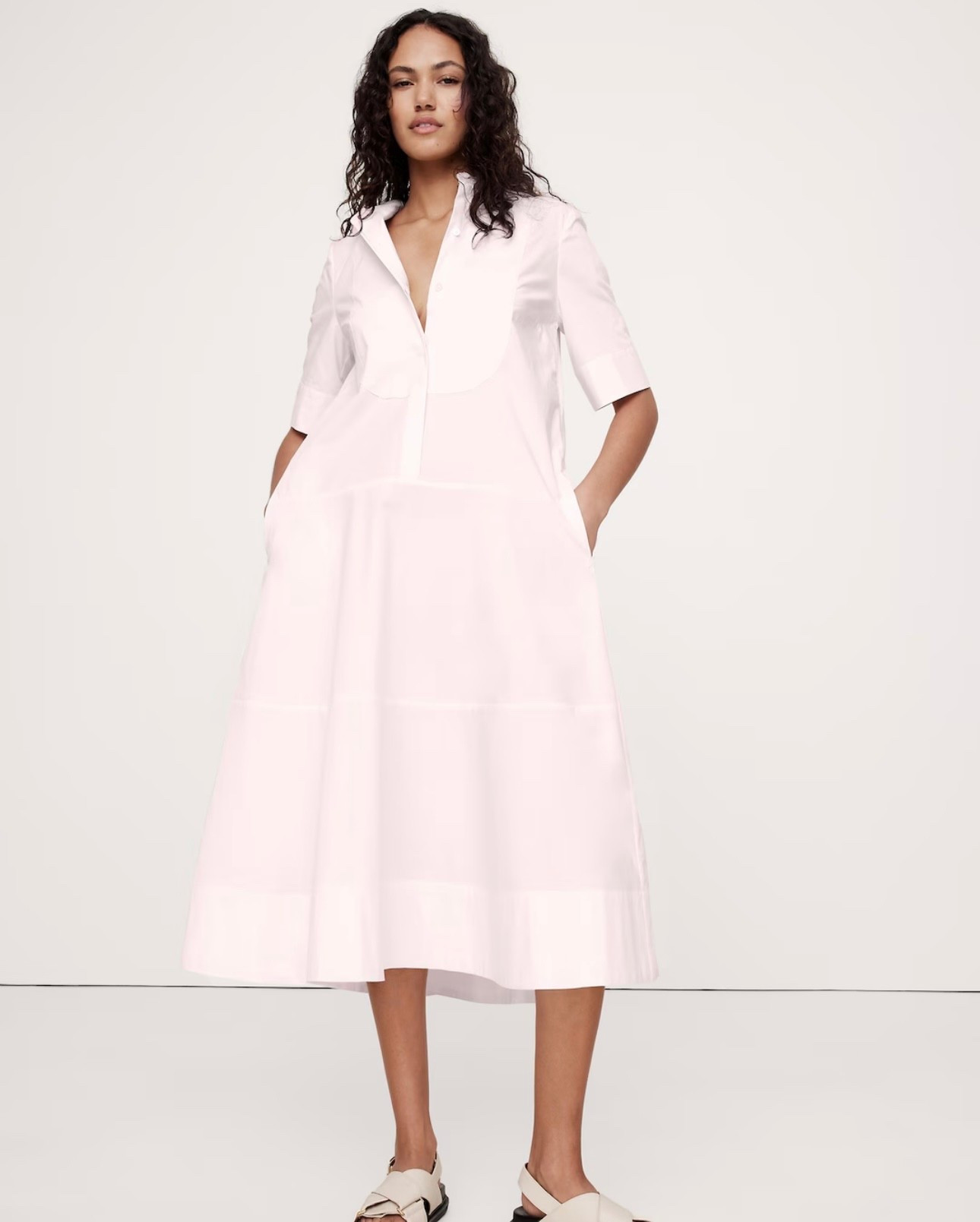 COTTON POPLIN TUXEDO-FRONT MIDI
DRESS

#LTKStyleTip #LTKOver40