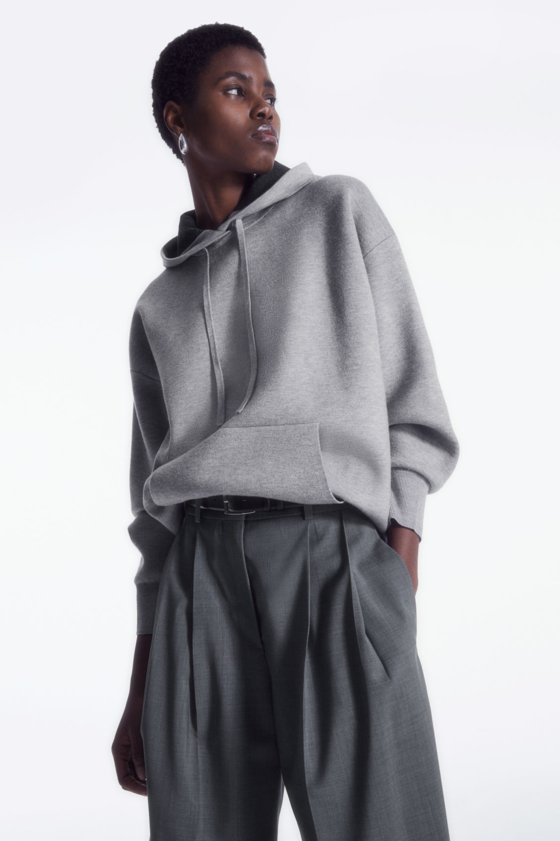 DOUBLE-FACED KNITTED HOODIE - GREY - COS | COS UK
