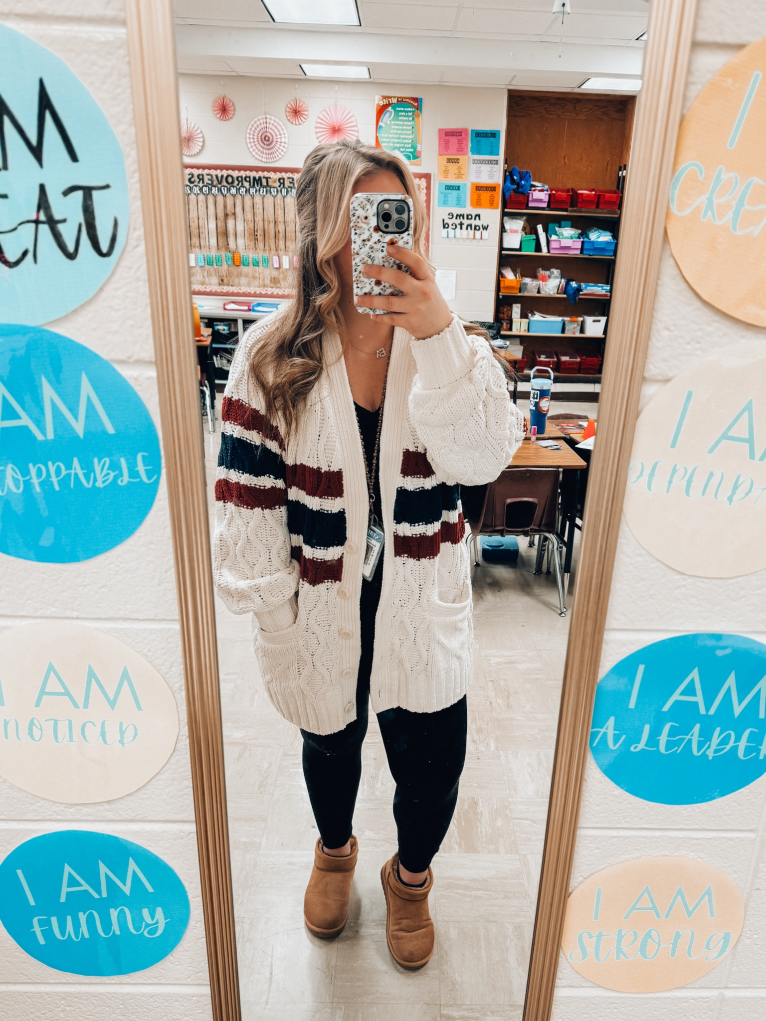 Casual and comfy teacher look - button down cable knit Aerie sweater - black buttery soft leggings - ankle booties for winter 

#LTKMidsize #LTKFindsUnder50 #LTKFindsUnder100