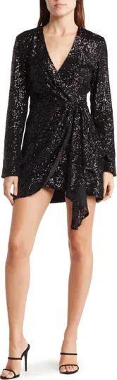 Jerry Surplice Neck Long Sleeve Sequin Dress | Nordstrom Rack