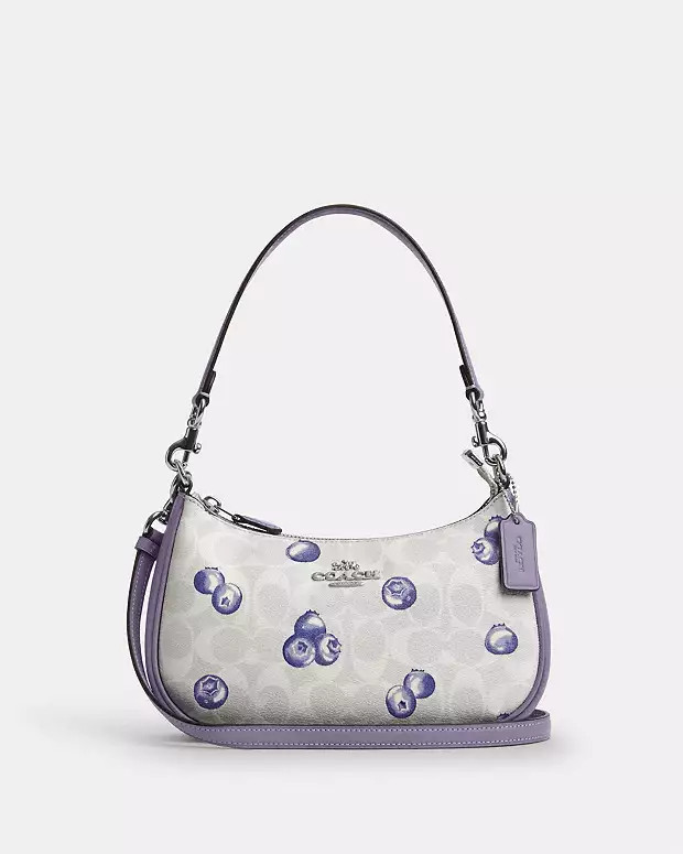 Teri Shoulder Bag In Signature Canvas With Blueberry Print | Coach Outlet US