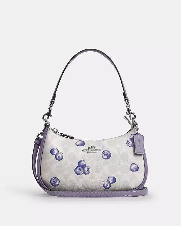 Teri Shoulder Bag In Signature Canvas With Blueberry Print | Coach Outlet