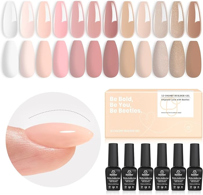 Beetles Builder Gel Set,12 Colors 7 in 1 Nail Thickening Strengthening Building Apex for Beginner... | Amazon (US)