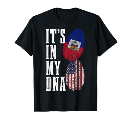 Haiti USA It's in My DNA American Flag Pride Haitian Roots T-Shirt | Amazon (US)