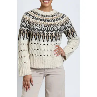 APNY Alpine Fair Isle Crewneck Sweater in Parchment Multi at Nordstrom, Size Large | Nordstrom