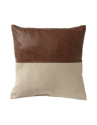 Jute Leather Panel Throw Pillow | Belk