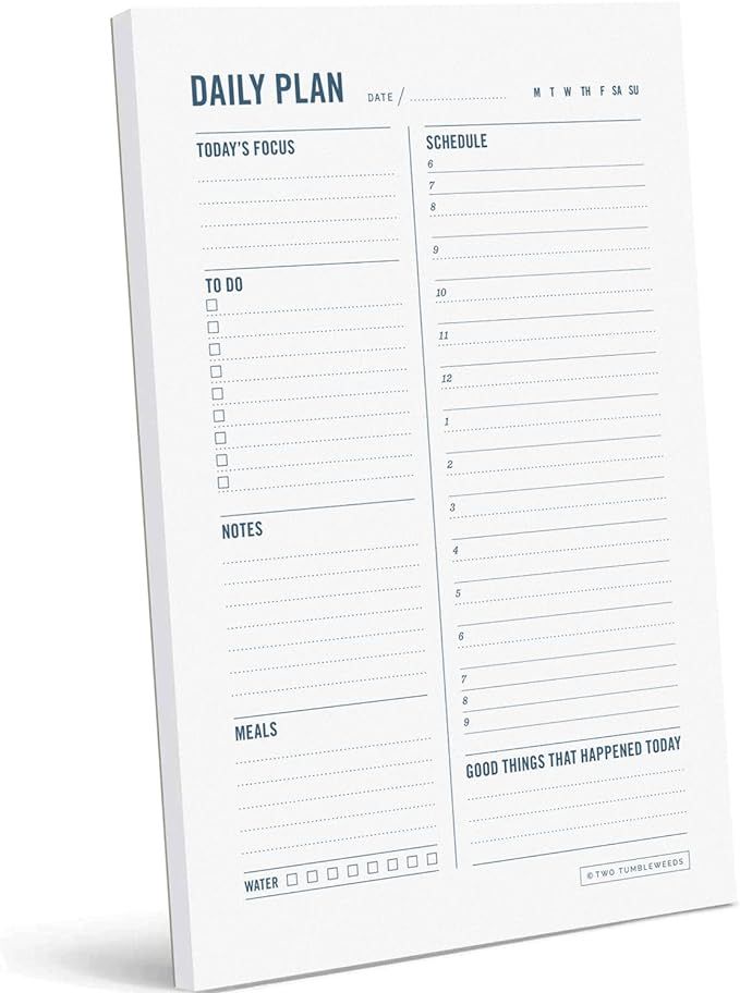 Two Tumbleweeds Daily Planner Notepad - Time Box Planner, Desktop To Do List Planning Pad with Ho... | Amazon (US)