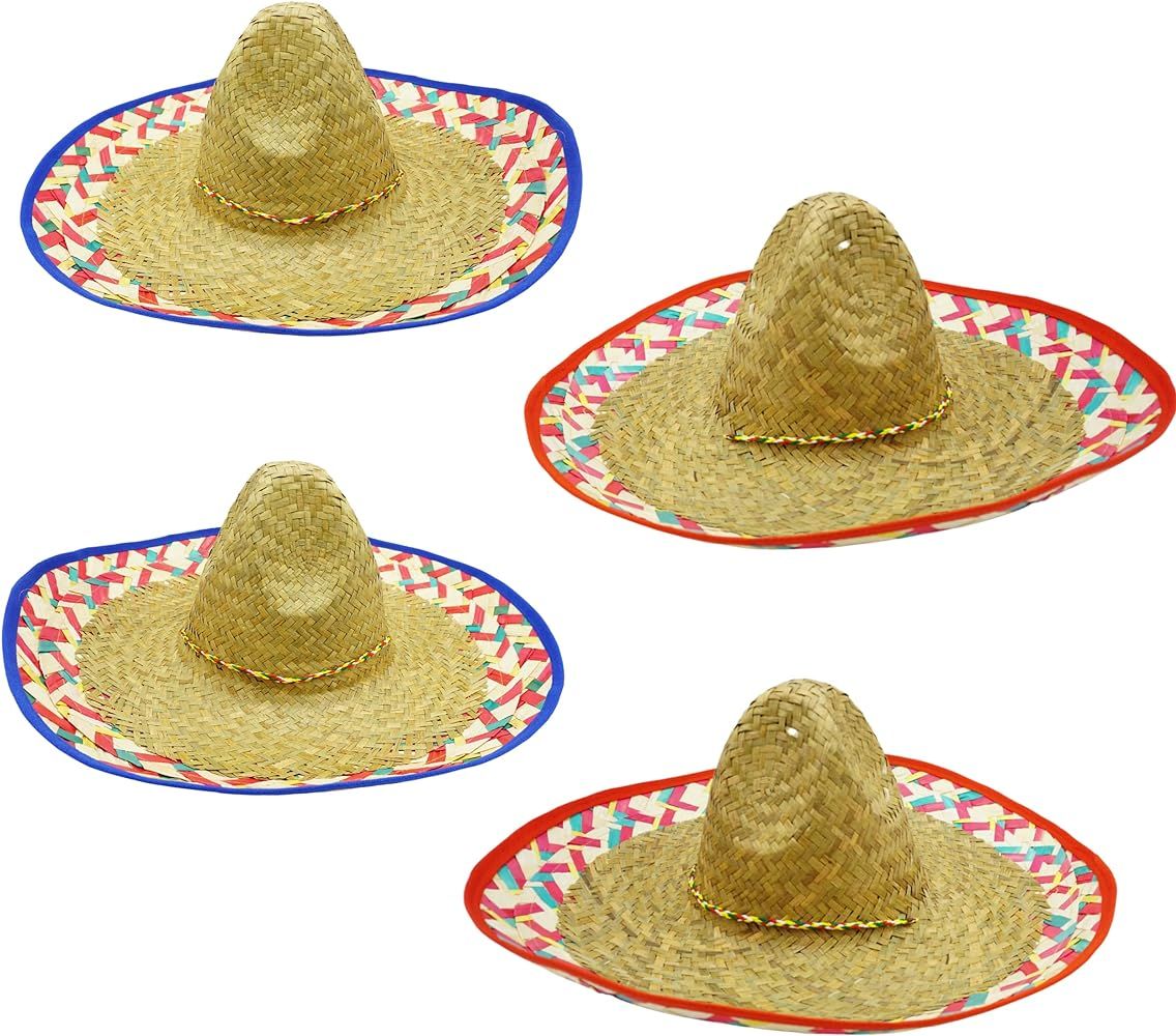4E's Novelty 4 Sombrero Hats Adults [4 Pack] Bulk Sombrero Party Hats for Men Women, With Chinstr... | Amazon (US)