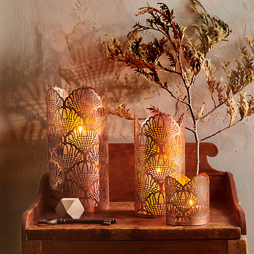 Lacy Fan Candle Holder, Copper | Terrain