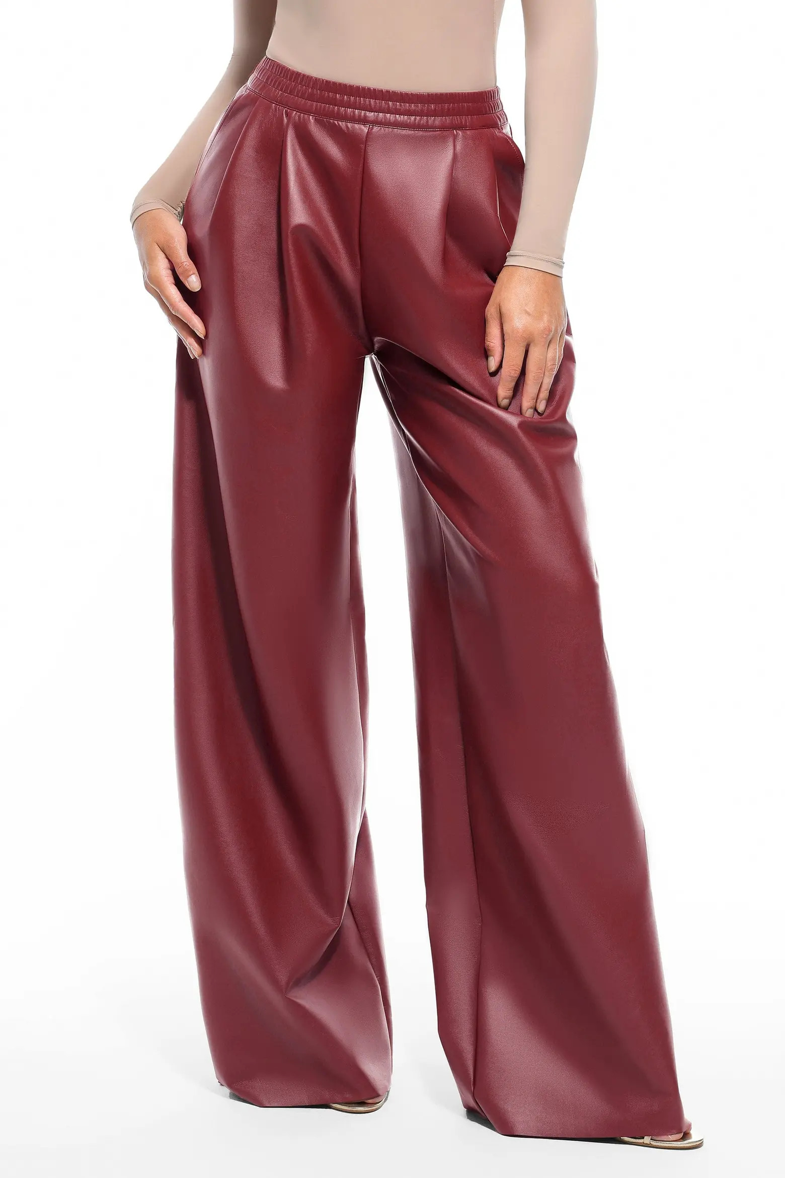 Popilush Faux Leather High Waisted Wide Leg Pants (Women) | Nordstrom | Nordstrom