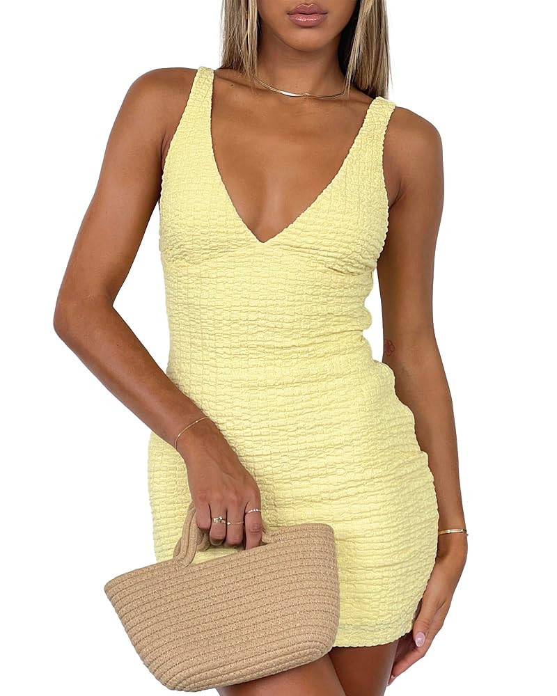 Women's Summer Bodycon Dresses Sexy V Neck Sleeveless Backless Vacation Going Out Party Club Mini... | Amazon (US)