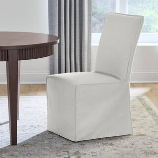 Beacon Beige Slip-Cover Fabric Upholstered Parsons Dining Chairs (Set of 2) | The Home Depot