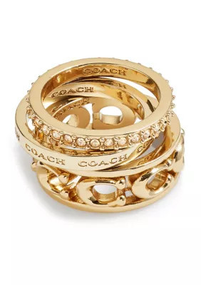 COACH Signature Openwork Ring Set, Gold, 7 | Belk