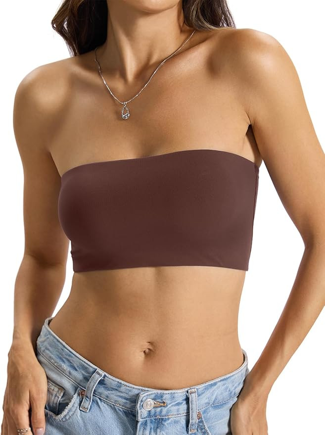 Womens Double Lined Tube Tops Crop Tank Top Non-Padded Strapless Bandeau Shirts Sexy Going Out To... | Amazon (US)