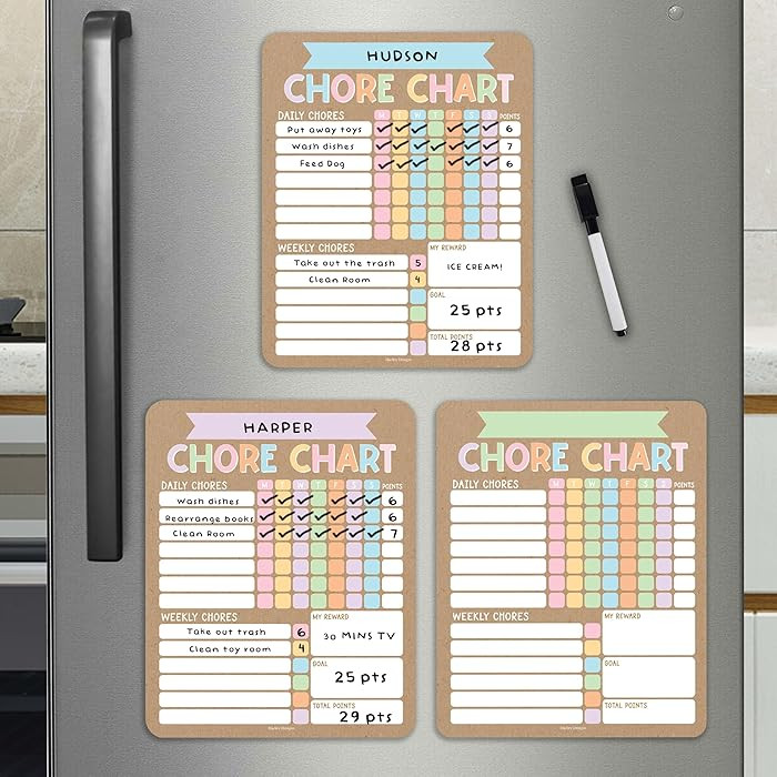 Magnetic Chore Chart for Kids Multiple Kids -3 Dry Erase Chore Chart for Adults & Teens, to Do Li... | Amazon (US)