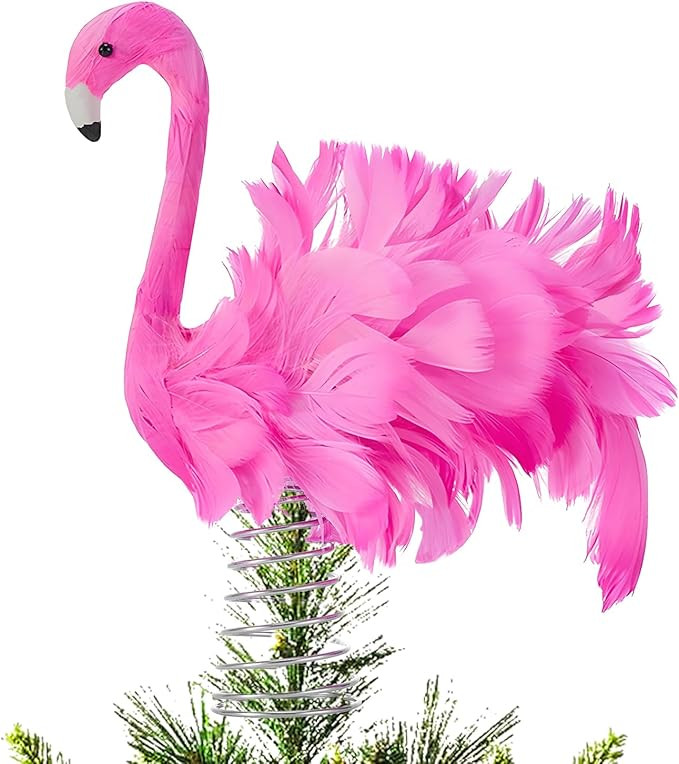 Christmas Tree Topper Pink Flamingo Flamingo Tree Toppers with Fluffy Artificial Feathers Christm... | Amazon (US)