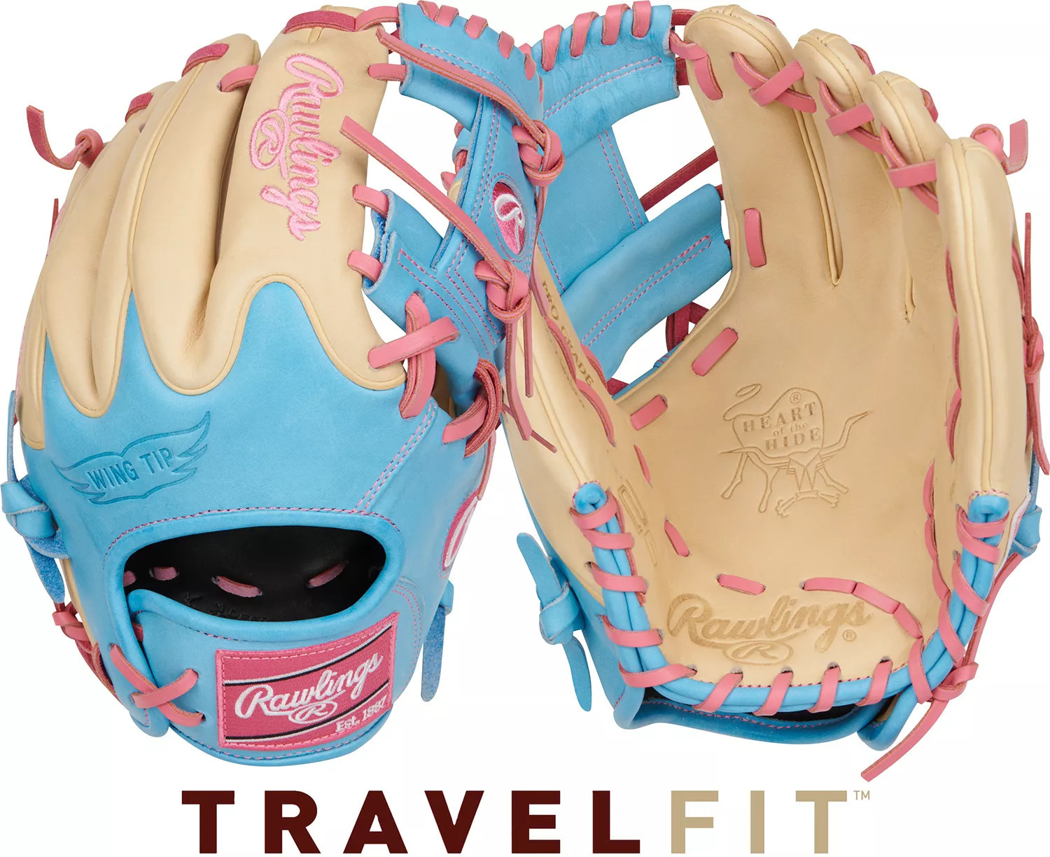 Rawlings 11.5" Heart of the Hide R2G ContoUR Fit Series Glove 2025, Tan/Blue/Pink | DICK'S Sporting Goods