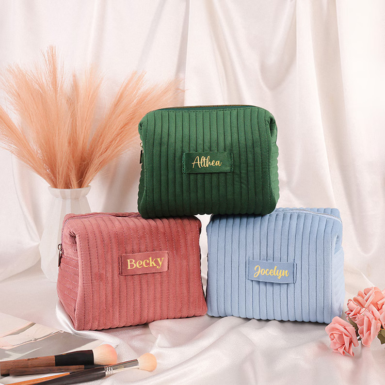 Personalized Makeup Bag,custom Makeup Bag Women,velvet Cosmetic Bag,travel Toiletry Bag,bridesmai... | Etsy (US)