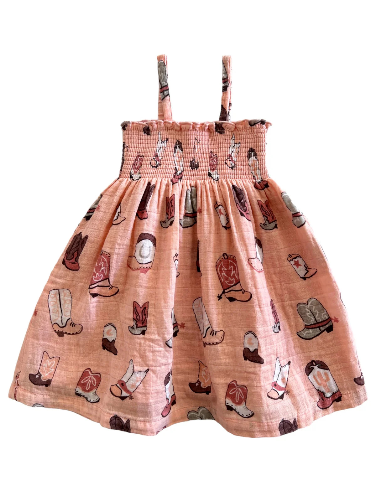 Muslin Smocked Tube Dress, Cowboy Boots | SpearmintLOVE