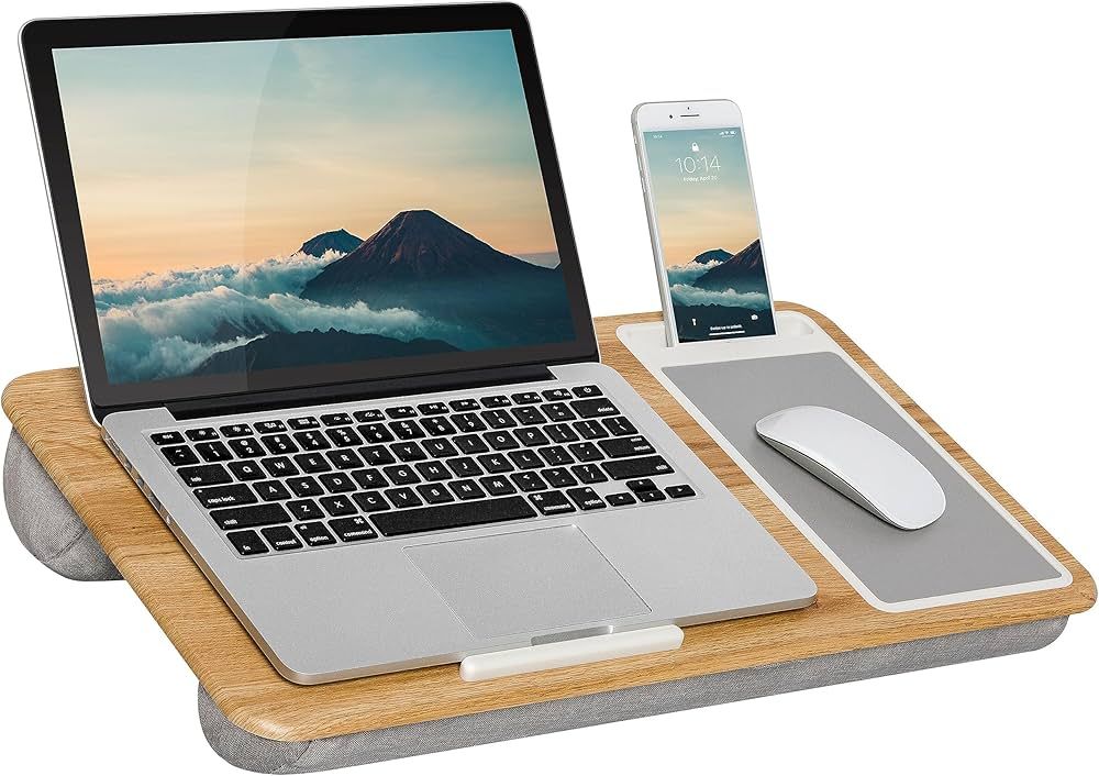 LAPGEAR Home Office Lap Desk with Device Ledge, Mouse Pad, and Phone Holder - Oak Woodgrain - Fit... | Amazon (US)