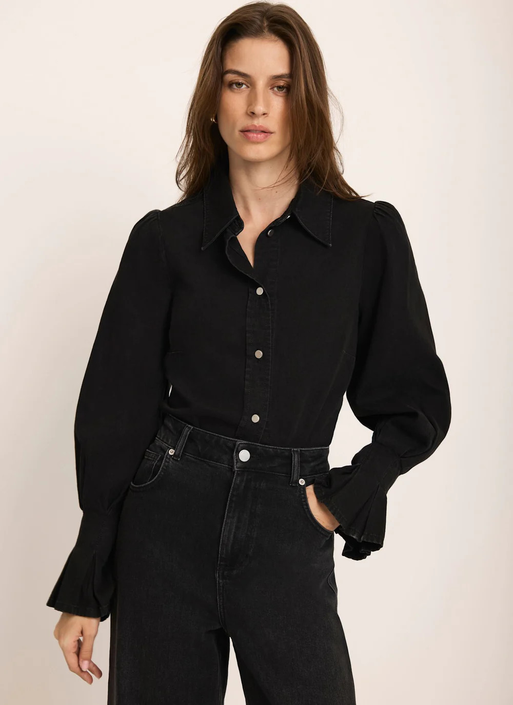 Washed Black Denim Shirt | Mint Velvet