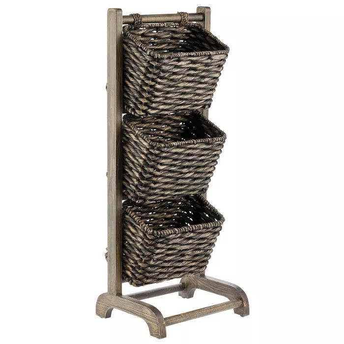 mDesign Vertical Standing Storage Basket Stand with 3 Baskets | Target