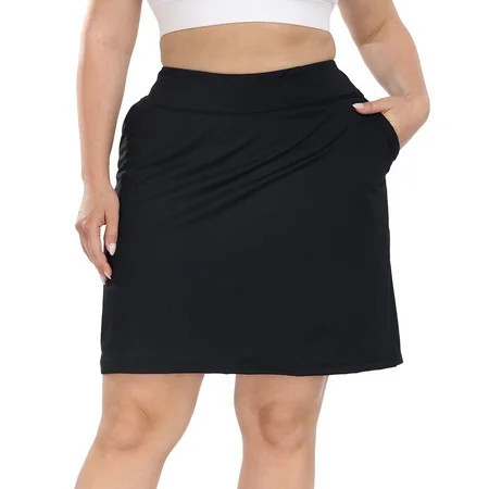 HDE Womens Plus Size Athletic Skort with Bike Shorts & Pockets Black 20 | Walmart (US)