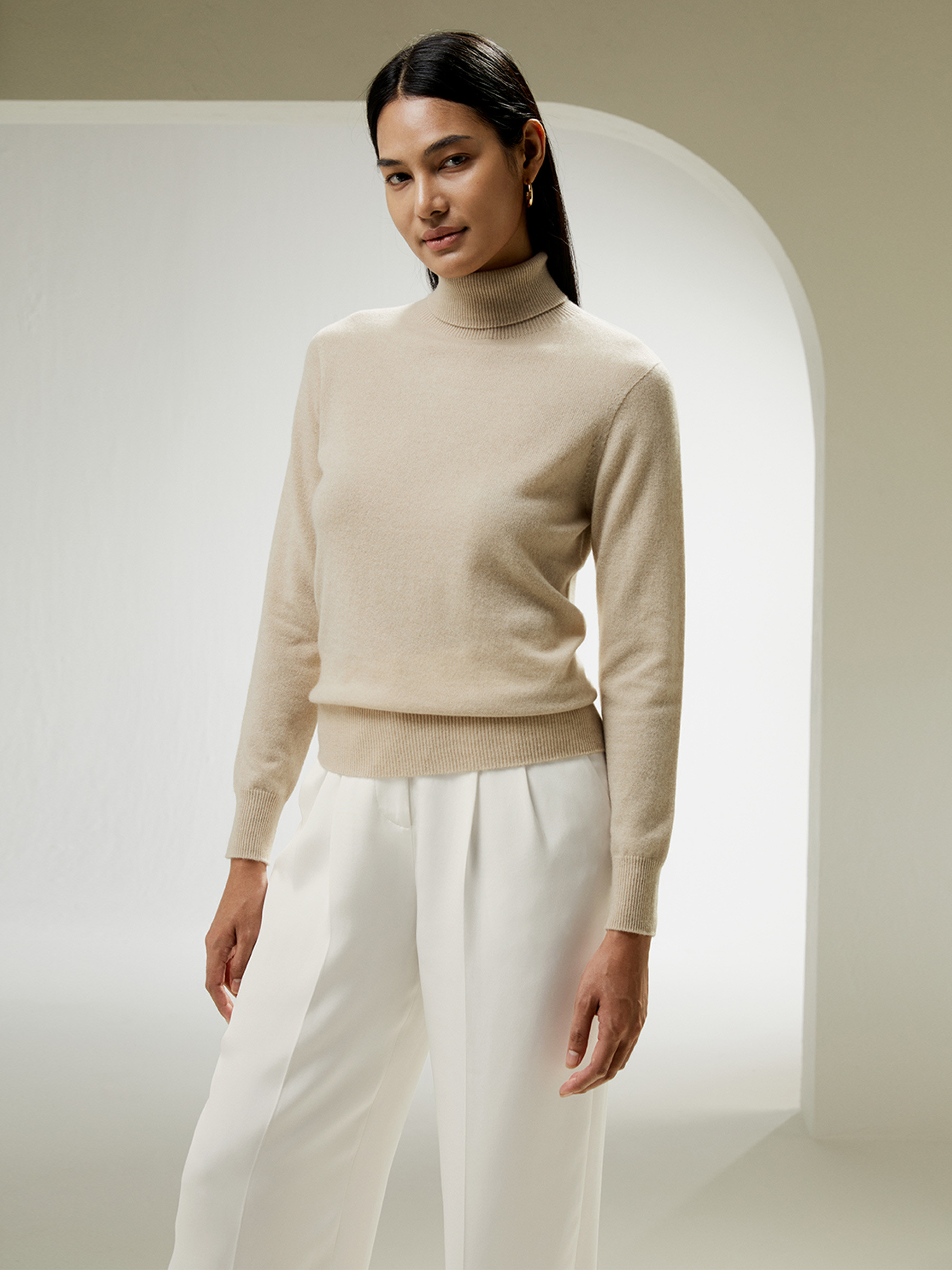 Pure Cashmere Turtleneck Sweater For Women | LilySilk