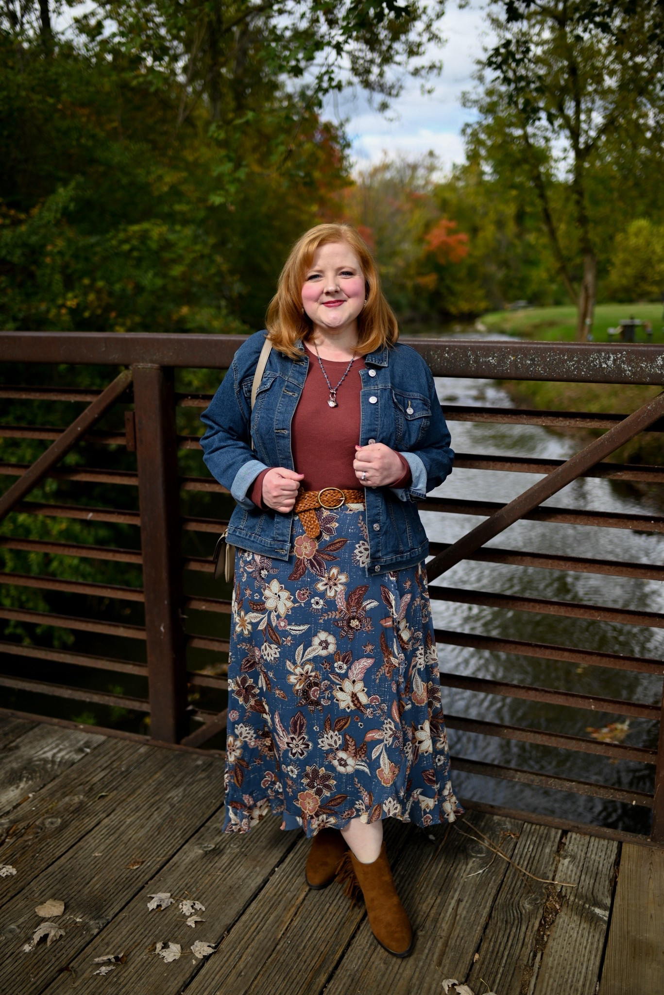 My Favorite Fall Outfit Formula 💙🍁 You can comment SHOP to shop this head-to-toe @maurices fit. Or you can shop your closet for your favorite floral skirt, a matching solid tee, and a denim jacket to recreate this classic wear-anywhere look.😘 

#LTKSeasonal #LTKFindsUnder50 #LTKPlusSize
