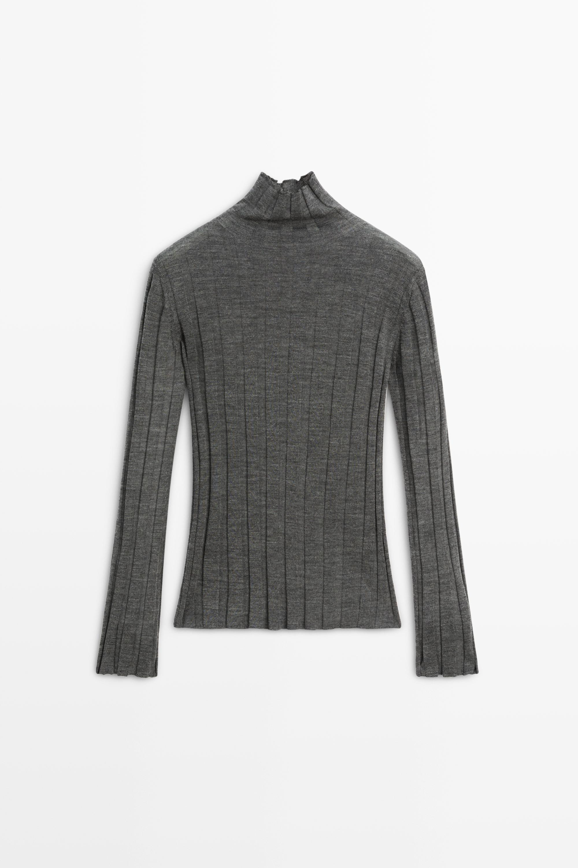 Ribbed mock turtleneck knit sweater | Massimo Dutti US