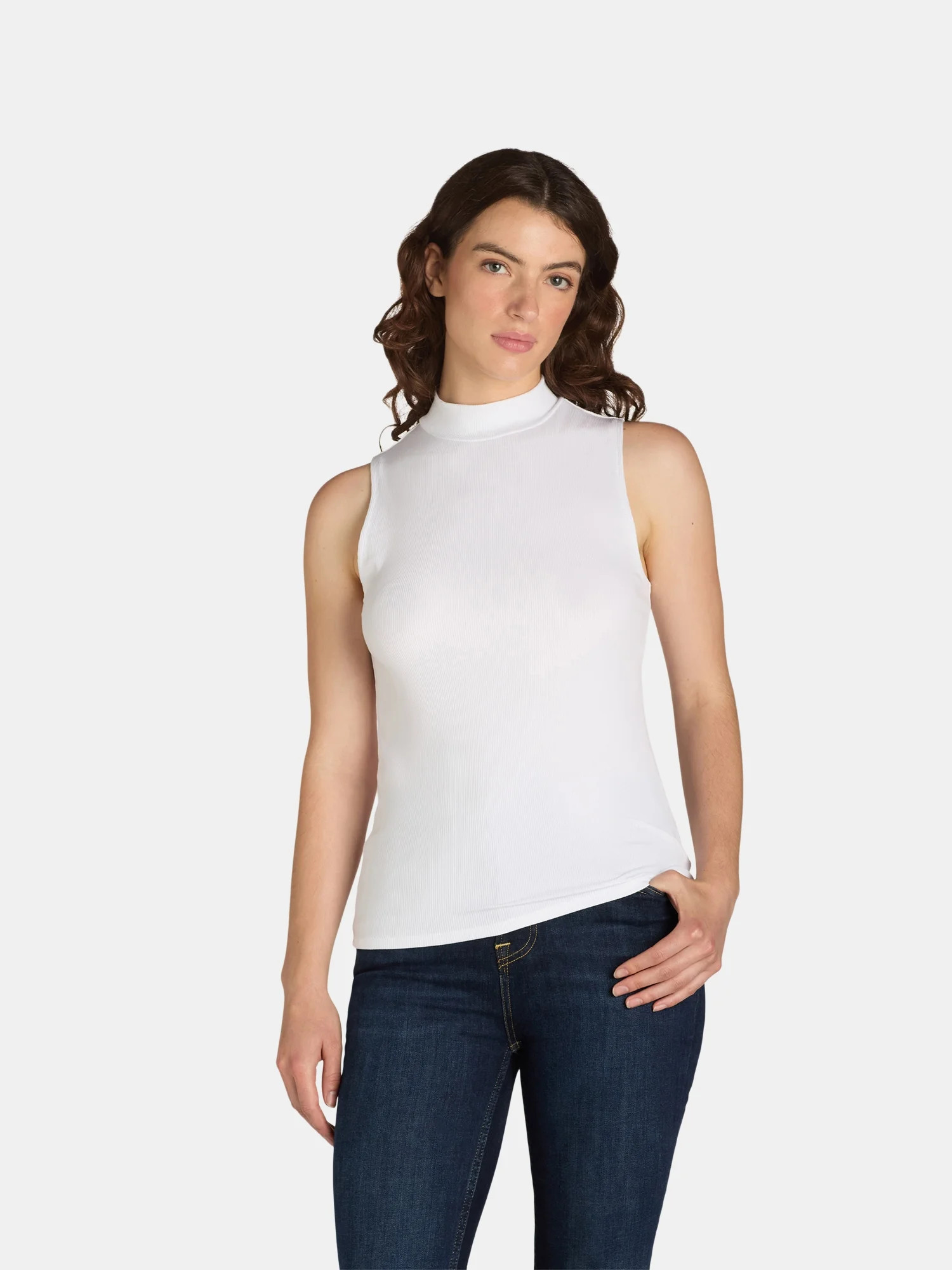 No Boundaries Sleeveless Mock Neck Top, Women’s | Walmart (US)