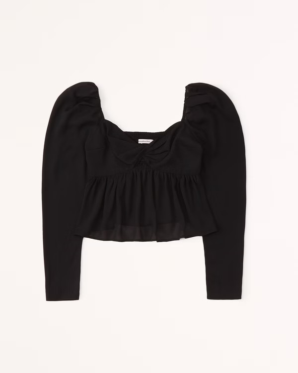 Women's Long-Sleeve Sheer Twist Top | Women's New Arrivals | Abercrombie.com | Abercrombie & Fitch (US)