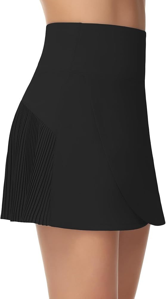 THE GYM PEOPLE Women's High Waisted Tennis Skirts Crossover Hemline Back Pleated Golf Skorts with... | Amazon (US)