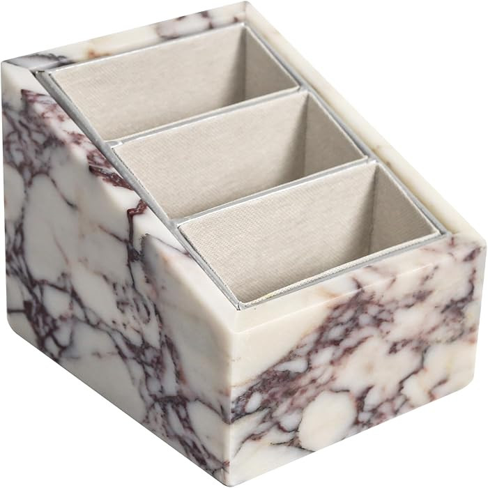 Natural Calacatta Marble Organizer - 3 Compartment Desk Caddy | Amazon (US)
