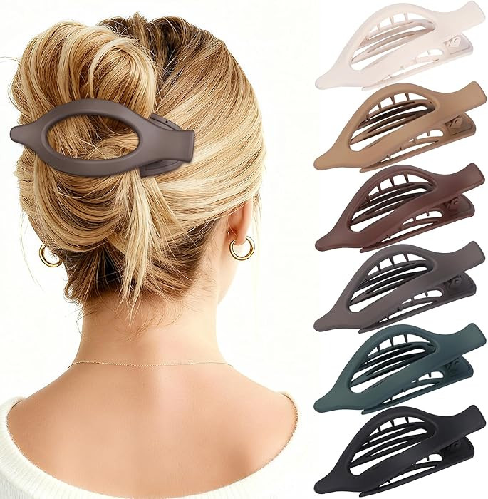 Flat Hair Clips for Women - 6 PCS French Flat Claw Clips Medium Hair Clips for Girls Large Hair C... | Amazon (US)