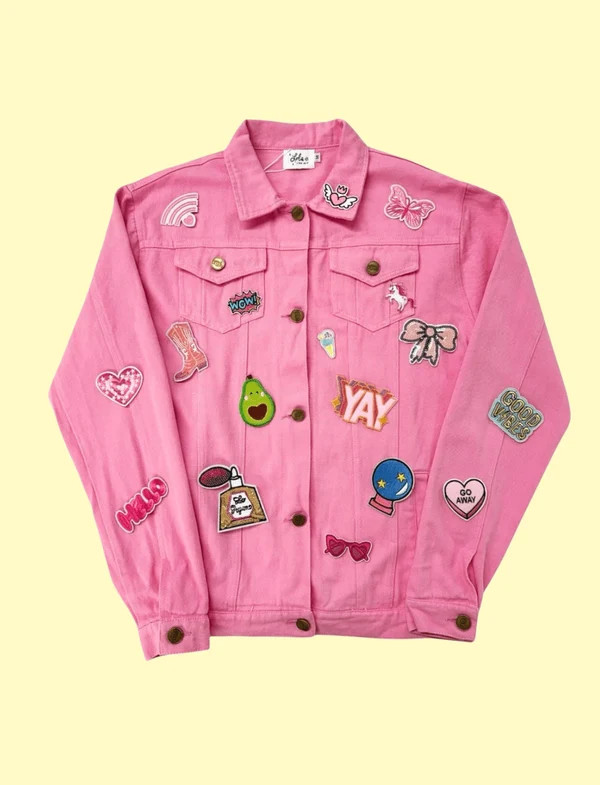 Customizable Patch Pink Denim Jacket \u2013 Teen/Women | Lola + The Boys