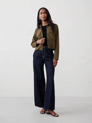 Vegan Suede Cropped Jacket | Banana Republic Factory | Banana Republic Factory