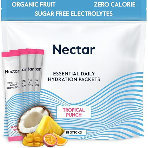 Nectar Hydration Packets - Electrolytes Powder Packets - Sugar Free & 0 Calorie - Organic Fruit Liquid Daily IV for Dehydration Relief & Rapid Rehydration (Tropical Punch 18 Pack) | Amazon (US)