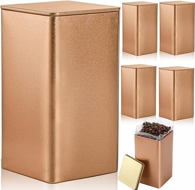 Dicunoy 6 Pack Empty Tea Tins, 6" Square Loose Tea Storage Container, Cube Steel Coffee Cans with... | Amazon (US)