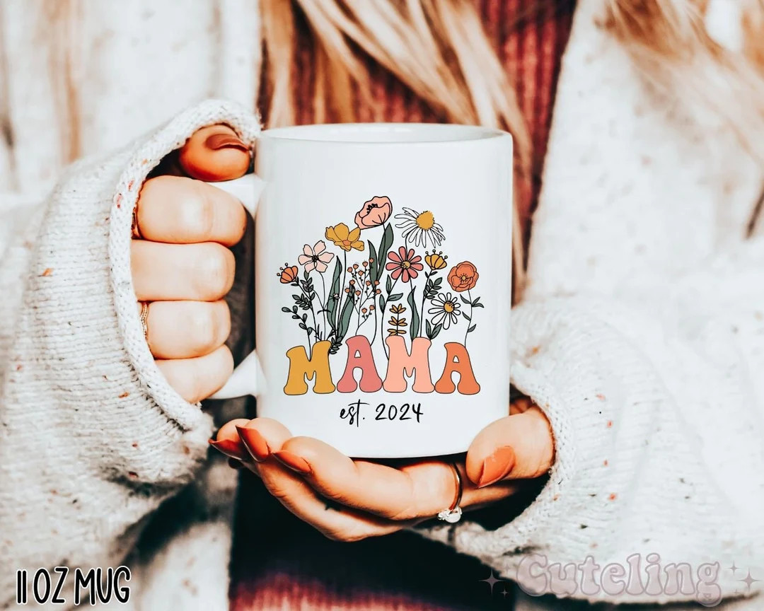Custom Mama Mug, Mom Est 2024, Mother's Day Coffee Mug, Mothers Day Gift for New Mom Gift, Baby S... | Etsy (US)