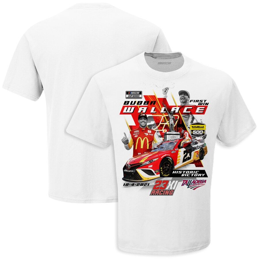 Bubba Wallace Checkered Flag 2021 YellaWood 500 Race Winner T-Shirt - White | Fanatics