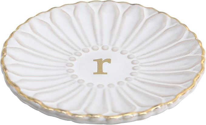 COLLECTIVE HOME - Sunflower Monogram Ceramic Tray, Custom Initial Jewelry Holder for Rings, Earri... | Amazon (US)