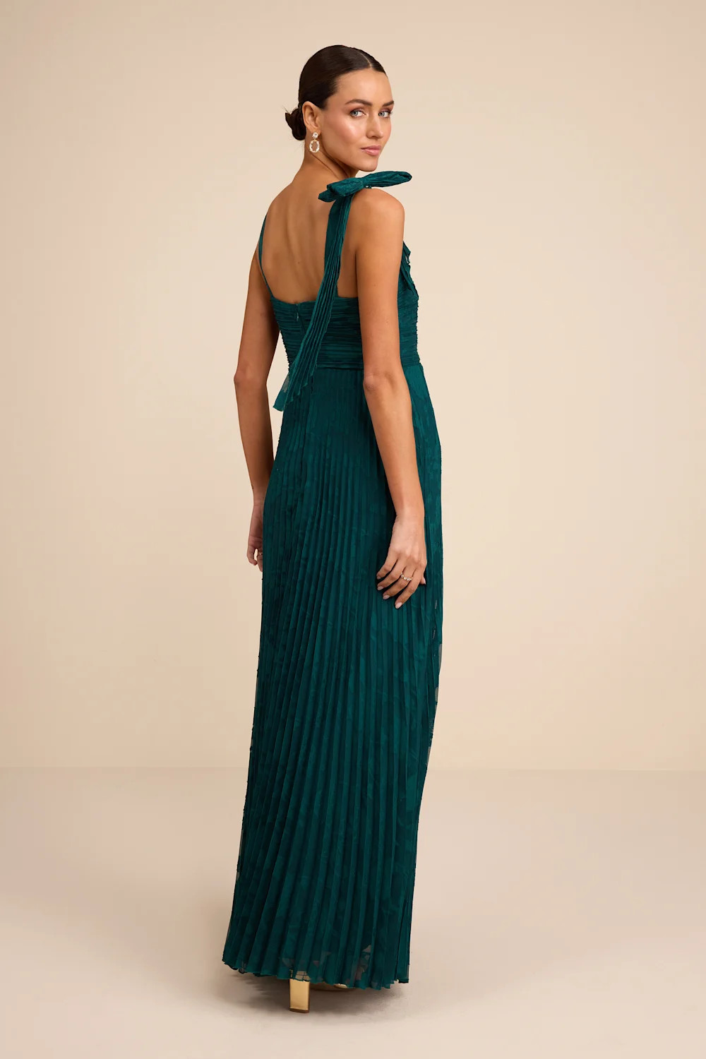 Nyssa Emerald Floral Burnout Pleated Maxi Dress | Lulus